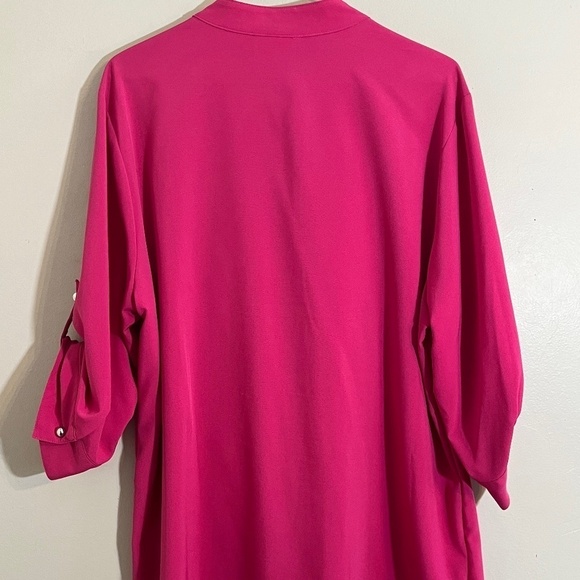 Kathy Che Top Women 18W Pink Solider Retro Boho Western Feminine Office Classic - Picture 10 of 13